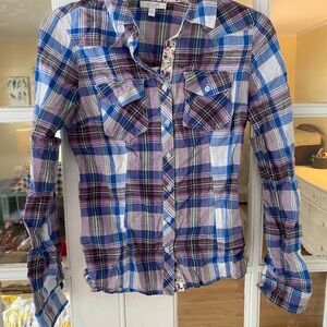 Y2K dELiA*S Blue and Purple Plaid Shirt